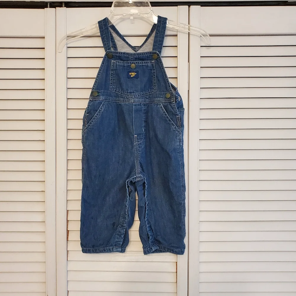 Oshkosh Vintage Denim Lined Overalls, Size 18 months Toddler